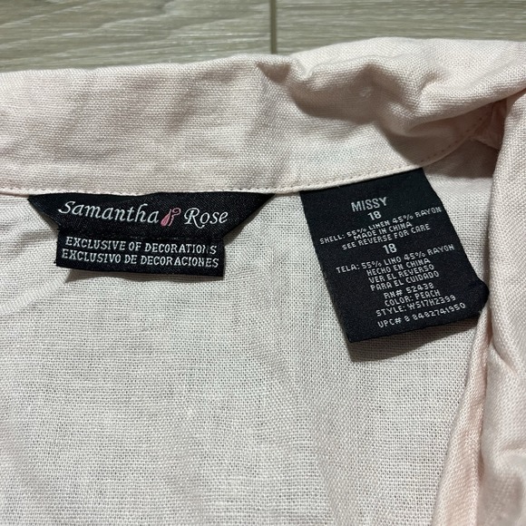 Vtg Samantha Rose Floral Linen Jacket Chiffon Ruffle Plus Size 18 Cottage Core - Picture 6 of 6